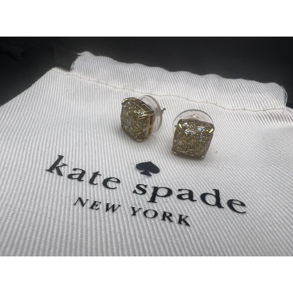 KATE Spade Gold Sparkle Stud Earrings NWT - Picture 5 of 13